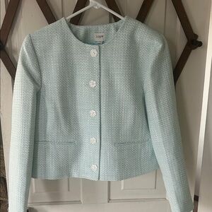 J. Crew Women's Pastel Blue Tweed Blazer